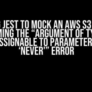 Using Jest to Mock an AWS S3 Call: Overcoming the “Argument of type ‘any’ is not assignable to parameter of type ‘never'” Error